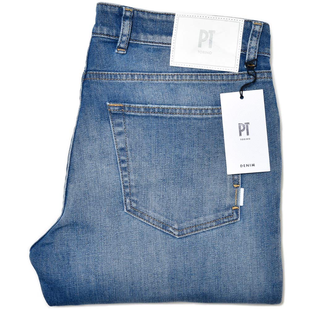 PT TORINO DENIM ピーティートリノデニム コットン ストレッチ ウォッシュド ダメージ&リペア デニムパンツ SWING/SUPERSLIM FIT