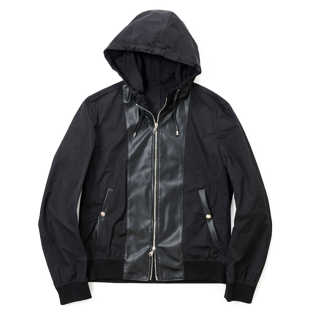 エンメティ / 【BR完全別注モデル】ウォッシャブルテックレザー コンビパーカー/TECH_01/NERO