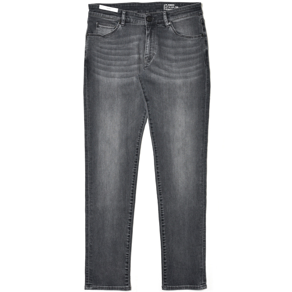 PT TORINO DENIM ピーティートリノデニム コットンレーヨンポリエステル ストレッチ ウォッシュド ブラックデニムパンツ SWING/SUPERSLIM FIT