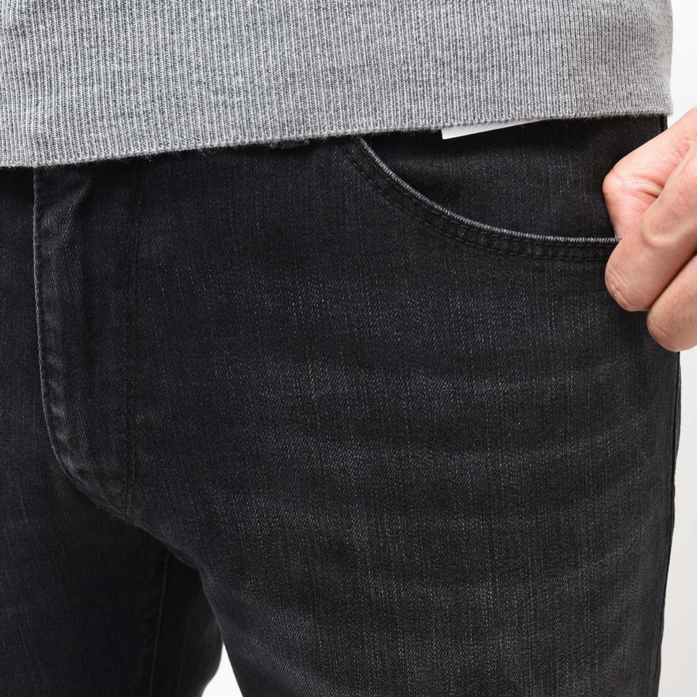 PT TORINO DENIM ピーティートリノデニム コットンレーヨンポリエステル ストレッチ ウォッシュド ブラックデニムパンツ SWING/SUPERSLIM FIT