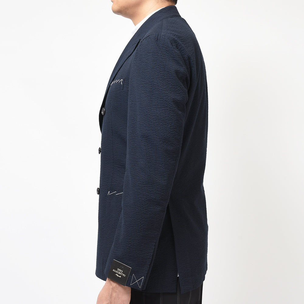TITO ALLEGRETTO ティト アレグレット コットン シアサッカー ストライプ ダブル6Bジャケット