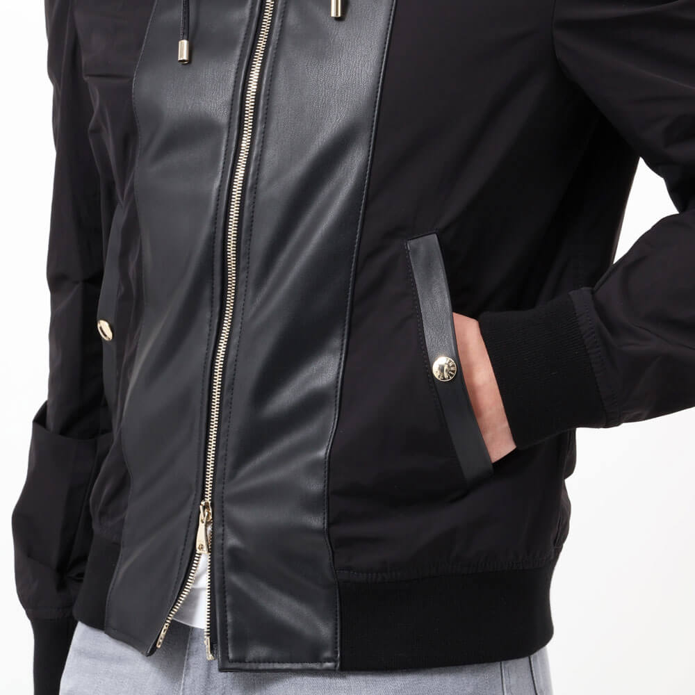 エンメティ / 【BR完全別注モデル】ウォッシャブルテックレザー コンビパーカー/TECH_01/NERO