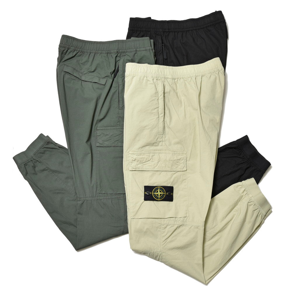STONE ISLAND(ストーンアイランド) ガーメントダイコットンストレッチシャーリングテーパードリブカーゴパンツ 80-153-13-03