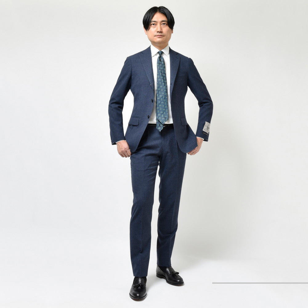 guji(グジ) Fox Airフォックスエアー メランジウールフレスコ3B1プリーツスーツ(MADE BY RING JACKET / FOX Brothersファブリック使用)【春/夏】