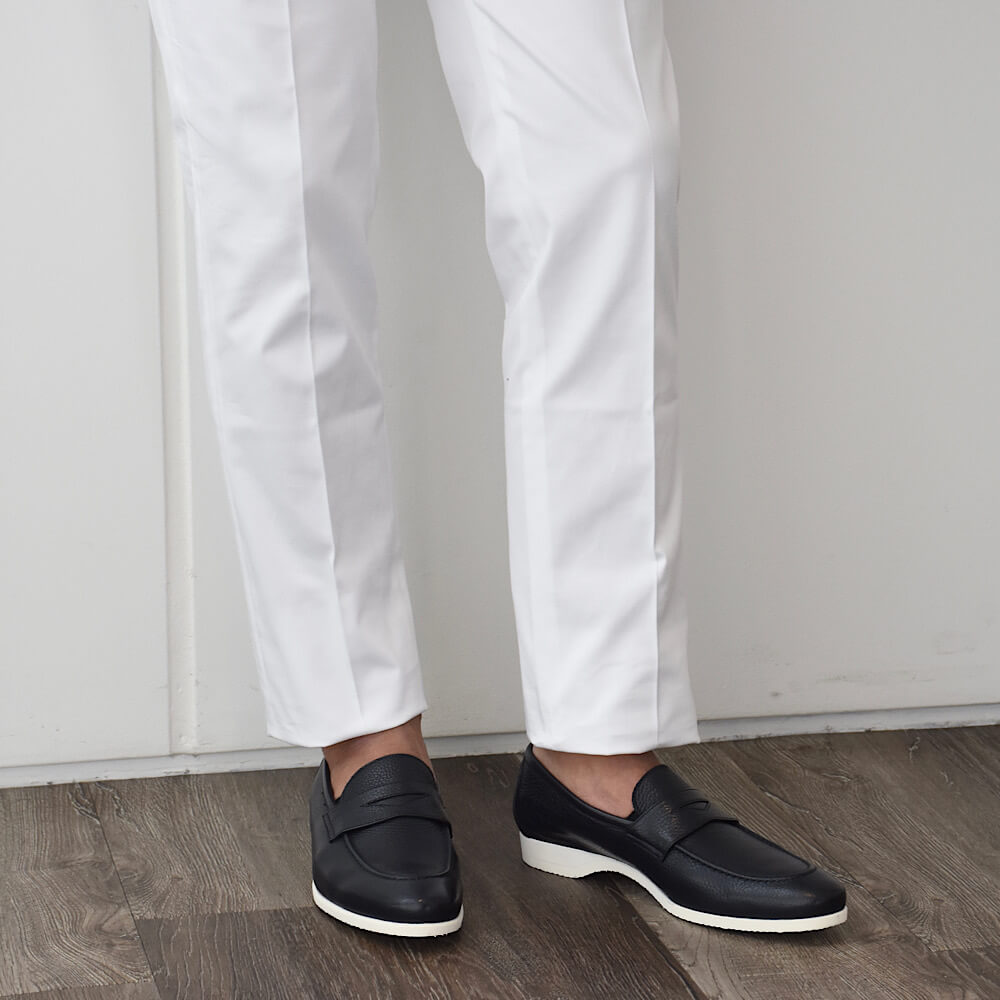 フェランテ / シュリンクレザー コインローファー ホワイトソール(ISEO)/BLEU,NAVY