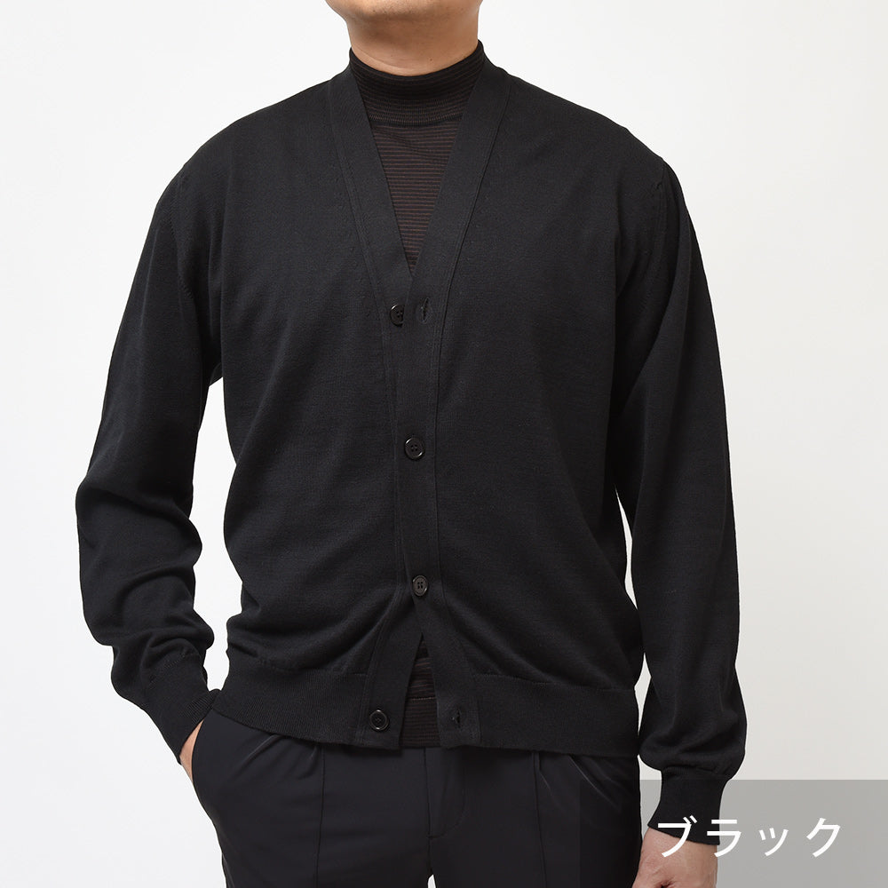 JOHN SMEDLEY ジョンスメドレー S4578 シーアイランドコットン 24ゲージ Vネック ニットカーディガン
