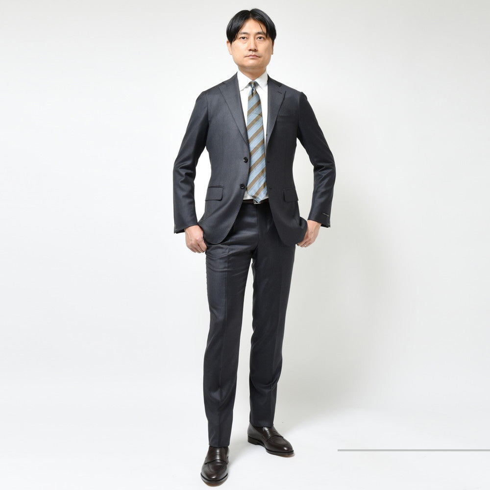 guji(グジ) SUPER150'sウールソリッド3B1プリーツスーツ (MADE BY RING JACKET / LoroPianaファブリック使用)【オールシーズン】