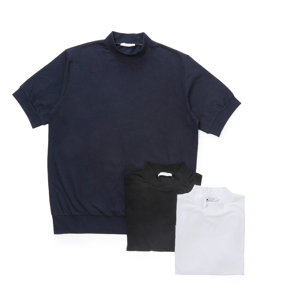アンティーチポ / スムースコットン モックネック ショートスリーブ Tシャツ/FIANO/smooth