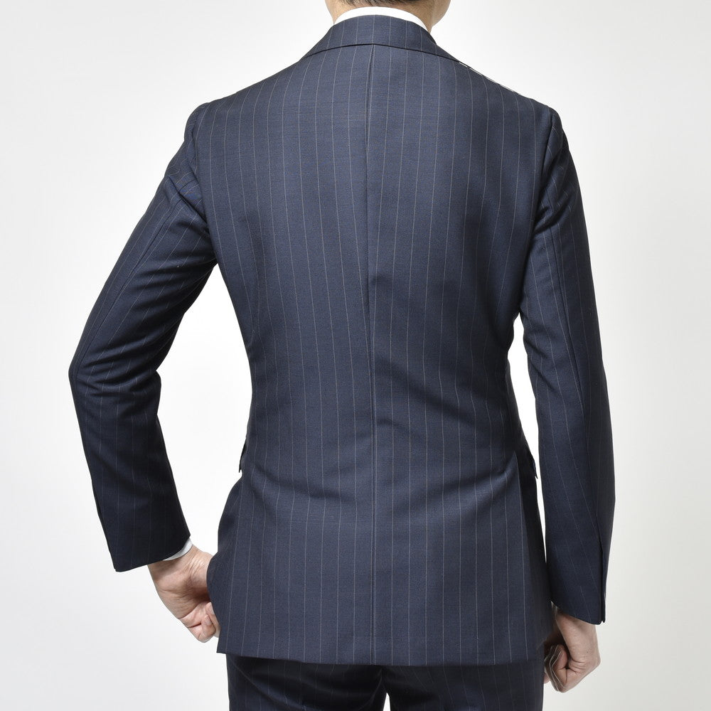 guji(グジ) SUPER BRIOスーパーブリオ キッドモヘアウールピンストライプ3B1プリーツスーツ(MADE BY RING JACKET / DORMEUILファブリック使用) 【春/