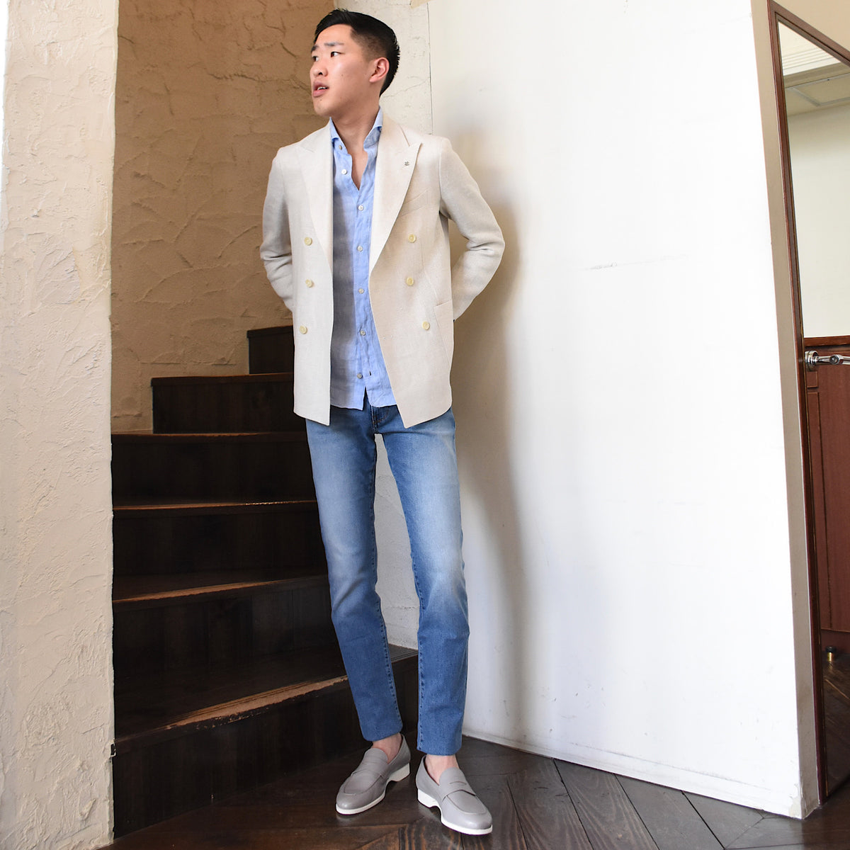 タリアトーレ / ウール&リネン バスケット織り 6B ジャケット/G-DARREL20K 470001