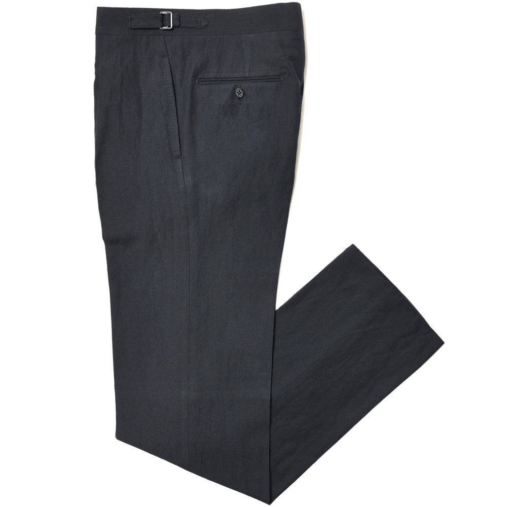 garoh(ガロウ) pants03 ウールリネン1プリーツサイドアジャスターテーパードパンツ