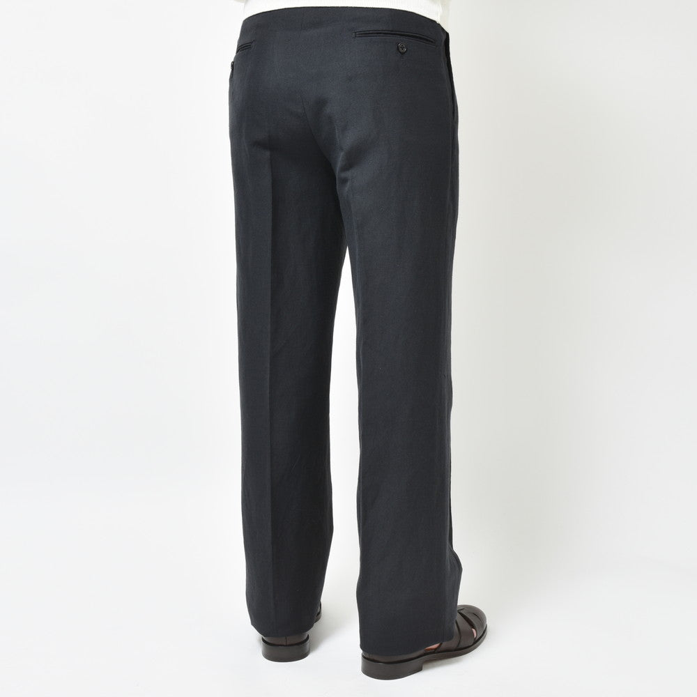 garoh(ガロウ) pants03 ウールリネン1プリーツサイドアジャスターテーパードパンツ