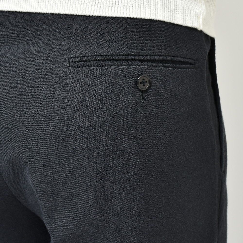 garoh(ガロウ) pants03 ウールリネン1プリーツサイドアジャスターテーパードパンツ