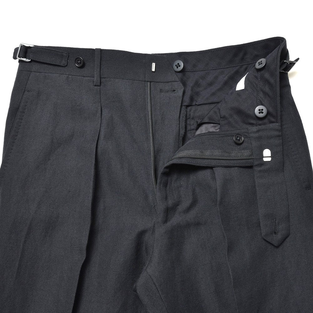 garoh(ガロウ) pants03 ウールリネン1プリーツサイドアジャスターテーパードパンツ