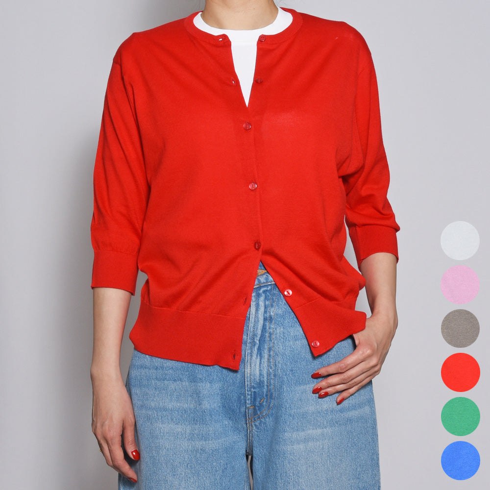 JOHN SMEDLEY(ジョンスメドレー)<BR>S4575 日本別注 コットン30G 半袖クルーネックニットカーディガン