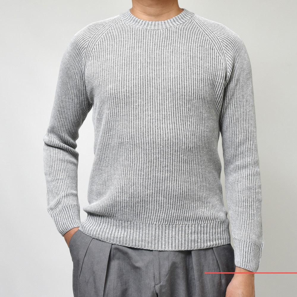 GRAN SASSO(グランサッソ) ミドルゲージリネンコットンリブクルーネックニット 23152/18632
