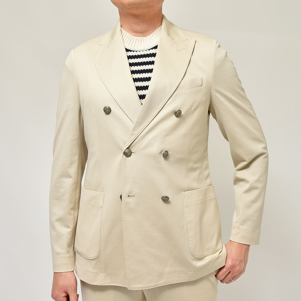 CIRCOLO 1901 チルコロ1901 コットン ストレッチ プレミアムピケ 鹿の子ジャージー メタルボタン セットアップ対応 ダブル6Bジャケット