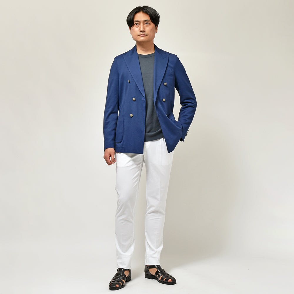 CIRCOLO 1901 チルコロ1901 コットン ストレッチ プレミアムピケ 鹿の子ジャージー メタルボタン セットアップ対応 ダブル6Bジャケット