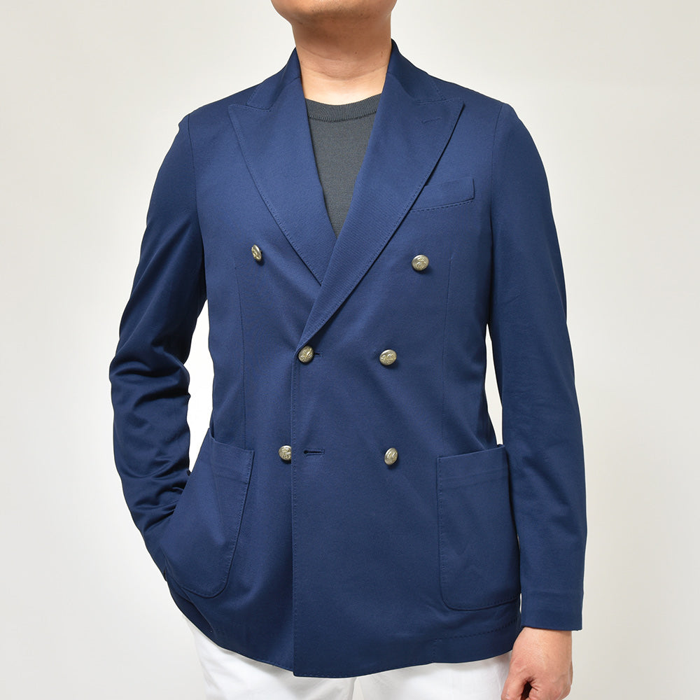 CIRCOLO 1901 チルコロ1901 コットン ストレッチ プレミアムピケ 鹿の子ジャージー メタルボタン セットアップ対応 ダブル6Bジャケット