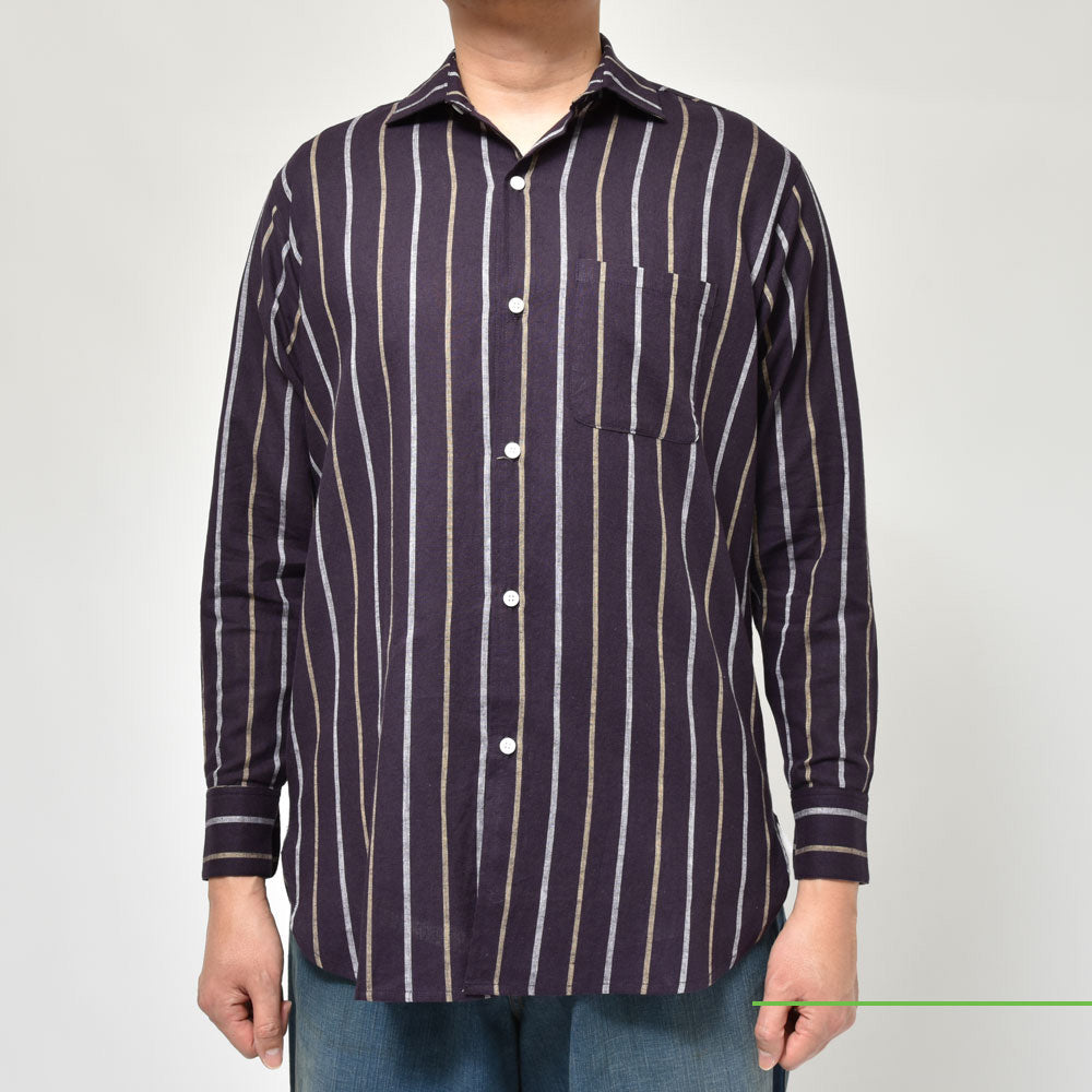 Placide(プラシーデ) リネンコットンストライプワイドカラーシャツ classic