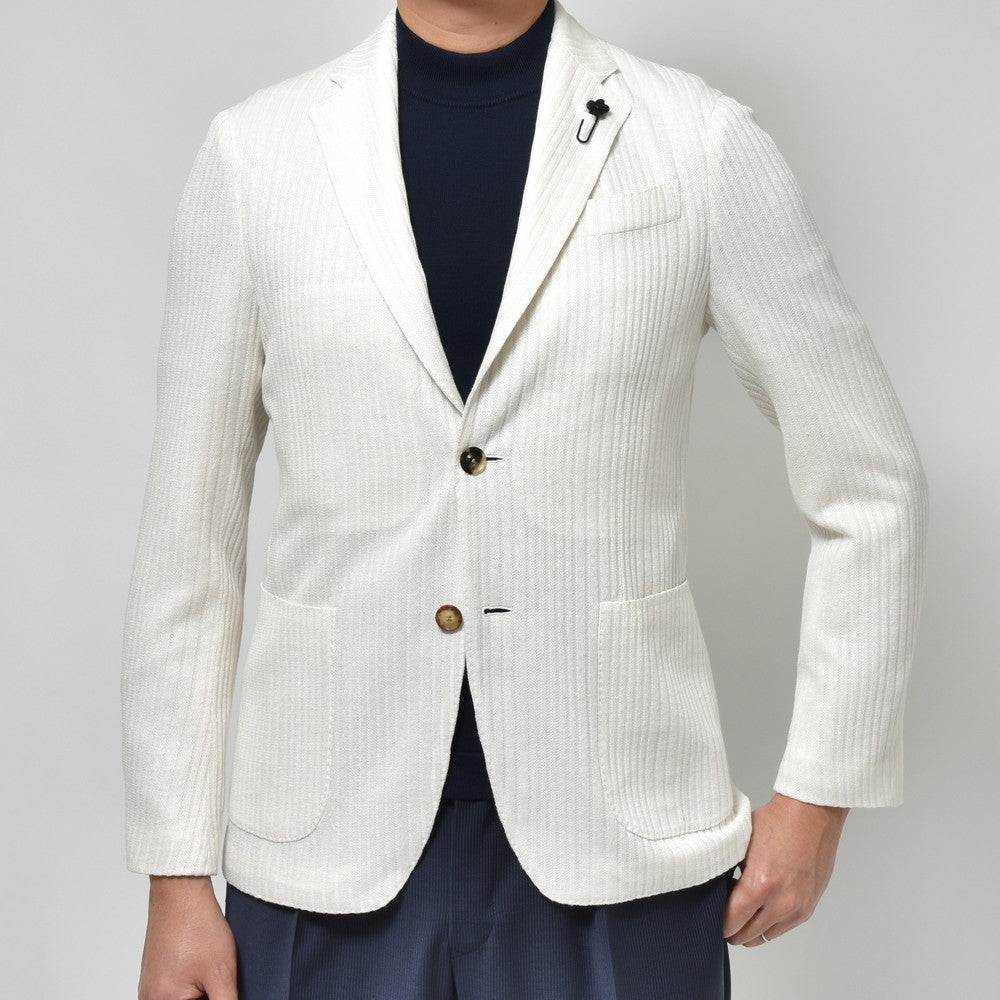 LARDINI(ラルディーニ) LIKNITライクニット リネンレーヨンシャドーストライプ2Bジャケット ALKJ8Q041