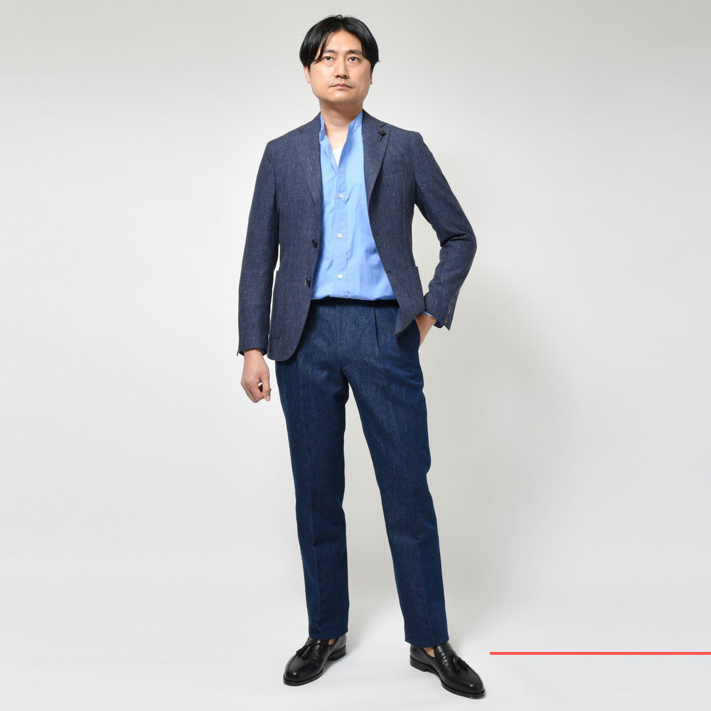 LARDINI(ラルディーニ) ADVANCEアドヴァンス リネンウールメランジグレンチェック3Bジャケット A6000AQ407