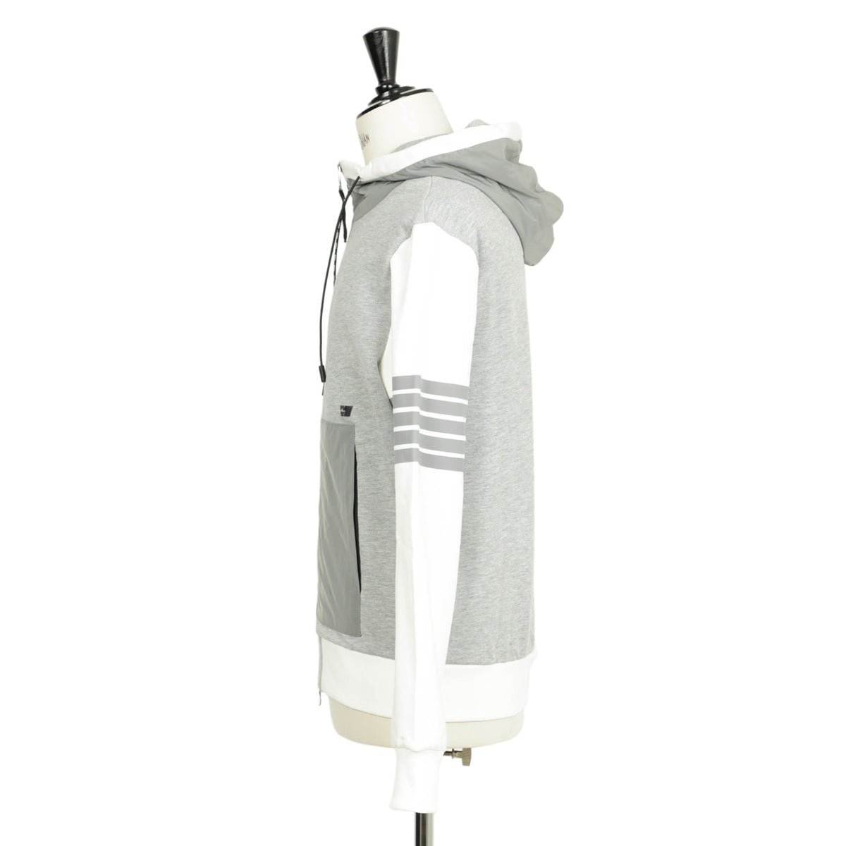 ピーエムディーエス / フーデット ジップアップ コットン 裏毛スウェット ニット パーカー / KITI FULL ZIP FZ / T698 / グレー×ホワイト