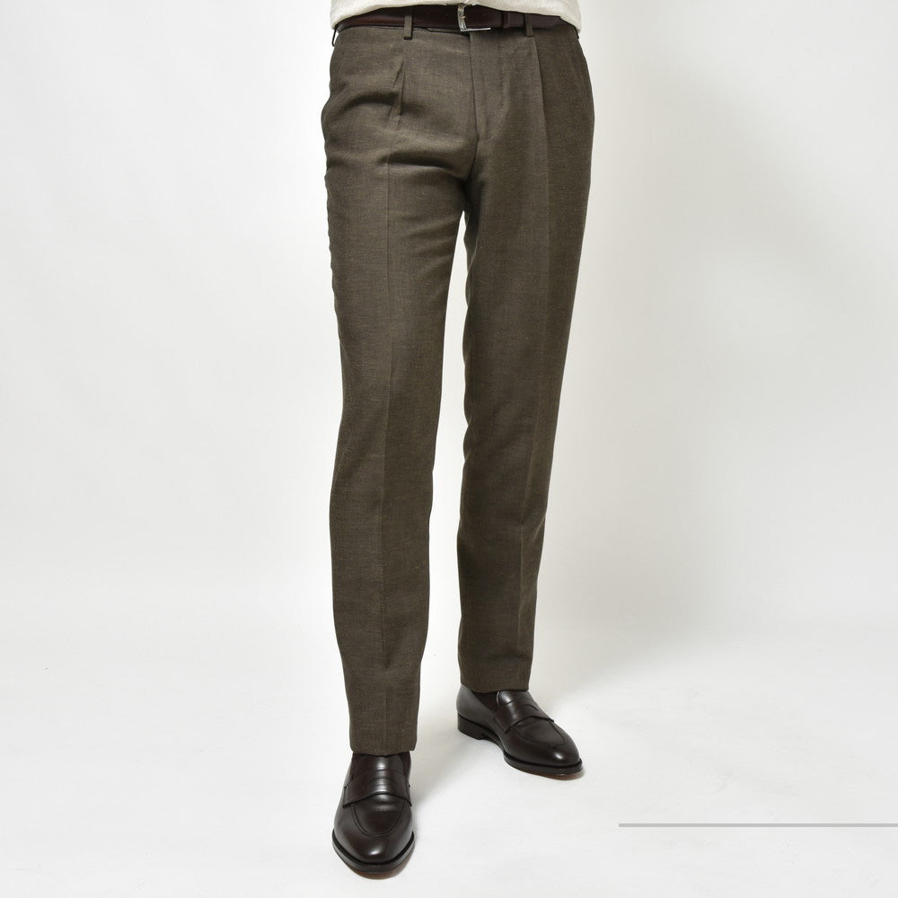 guji(グジ) ウールリネンリヨセル1プリーツテーパードパンツ GUP-02(VITALE BARBERIS CANONICOファブリック使用)【春/夏】