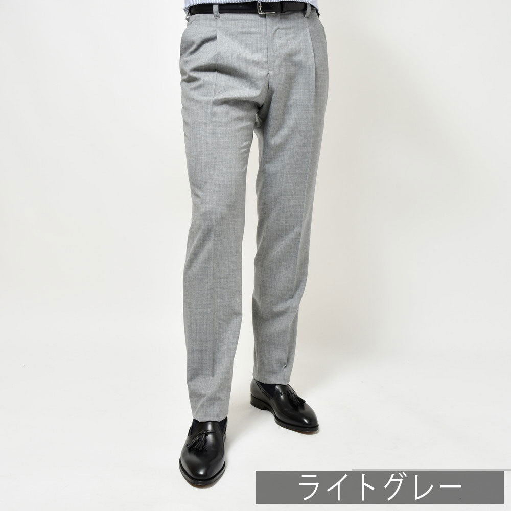 IGARASHI TROUSERS(五十嵐トラウザーズ) ウールトロピカル1プリーツスリムテーパードパンツ IGT/1OUTP/CNB