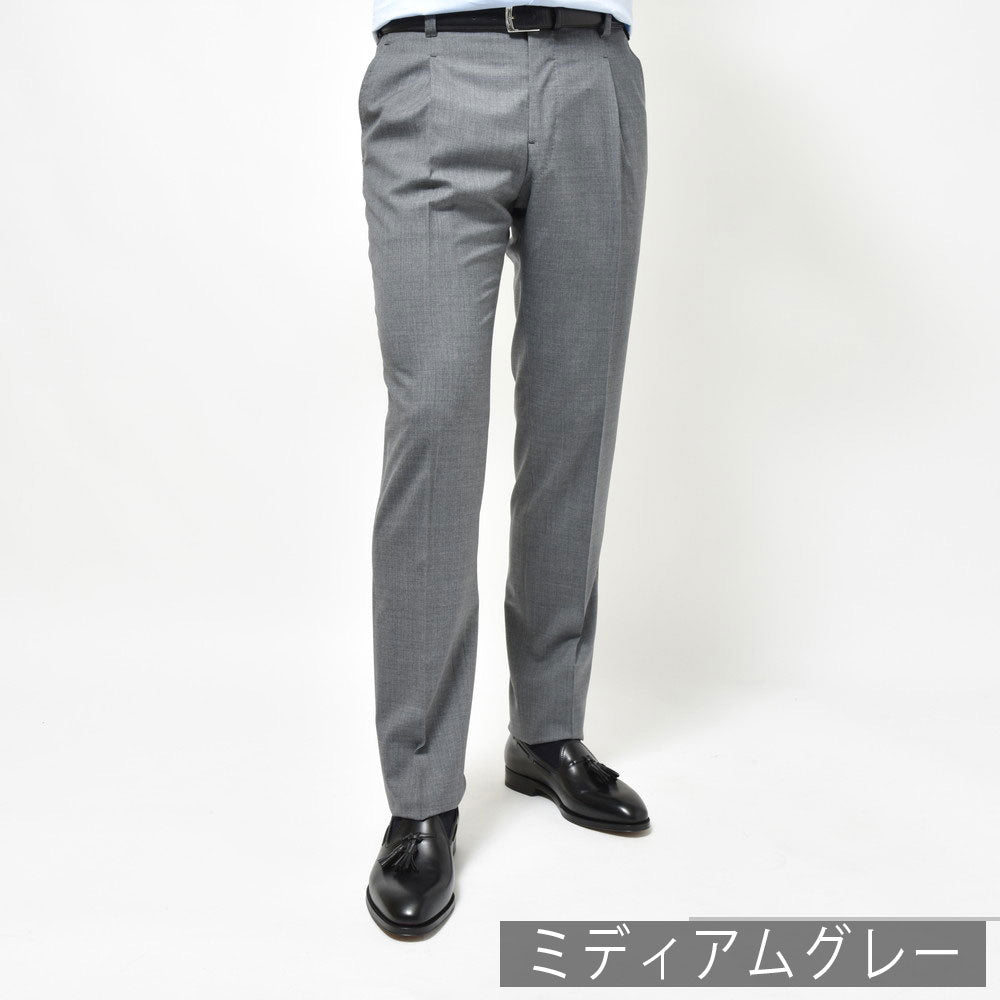 IGARASHI TROUSERS(五十嵐トラウザーズ) ウールトロピカル1プリーツスリムテーパードパンツ IGT/1OUTP/CNB