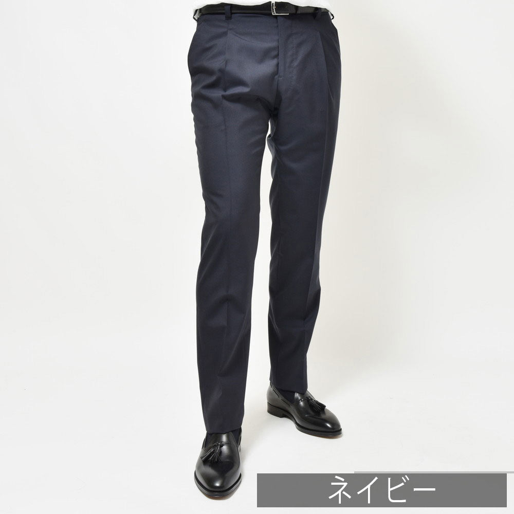 IGARASHI TROUSERS(五十嵐トラウザーズ) ウールトロピカル1プリーツスリムテーパードパンツ IGT/1OUTP/CNB