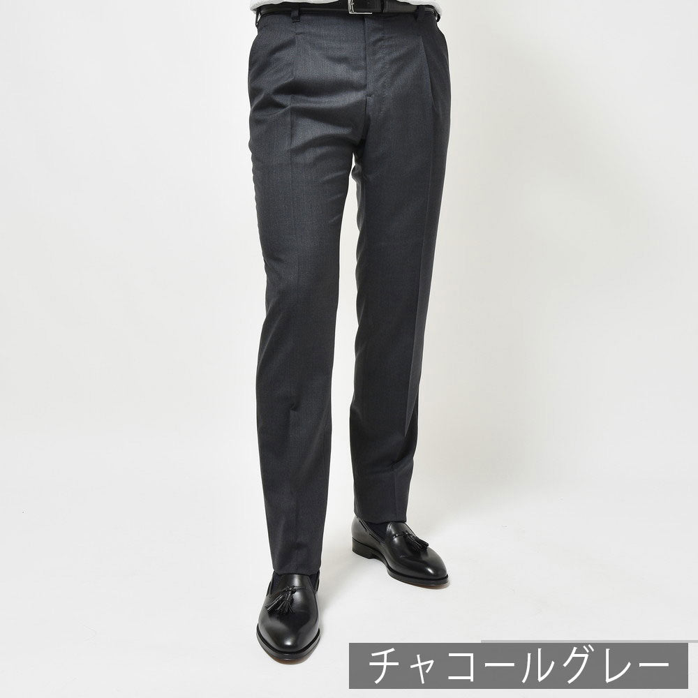 IGARASHI TROUSERS(五十嵐トラウザーズ) ウールトロピカル1プリーツスリムテーパードパンツ IGT/1OUTP/CNB
