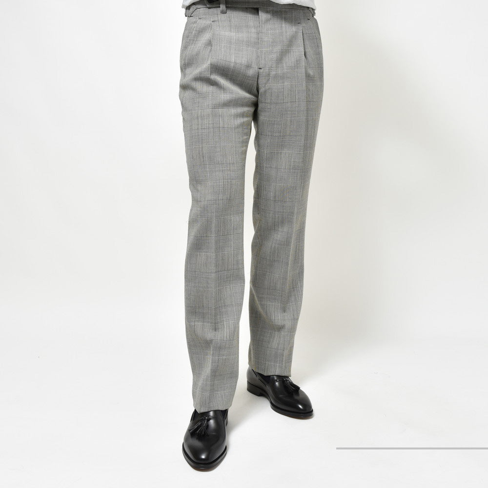 IGARASHI TROUSERS(五十嵐トラウザーズ) ハイツイストウールグレンチェック2プリーツサイドアジャスターテーパードパンツ IGT/2OUTP/M6500