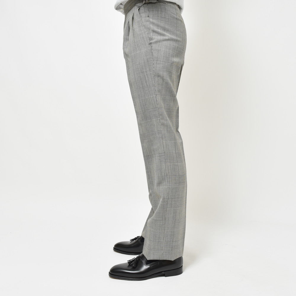 IGARASHI TROUSERS(五十嵐トラウザーズ) ハイツイストウールグレンチェック2プリーツサイドアジャスターテーパードパンツ IGT/2OUTP/M6500