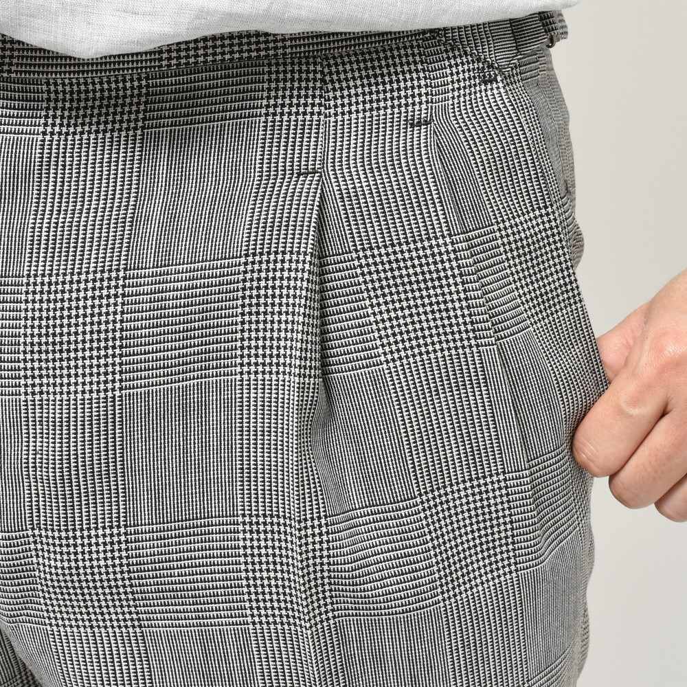 IGARASHI TROUSERS(五十嵐トラウザーズ) ハイツイストウールグレンチェック2プリーツサイドアジャスターテーパードパンツ IGT/2OUTP/M6500
