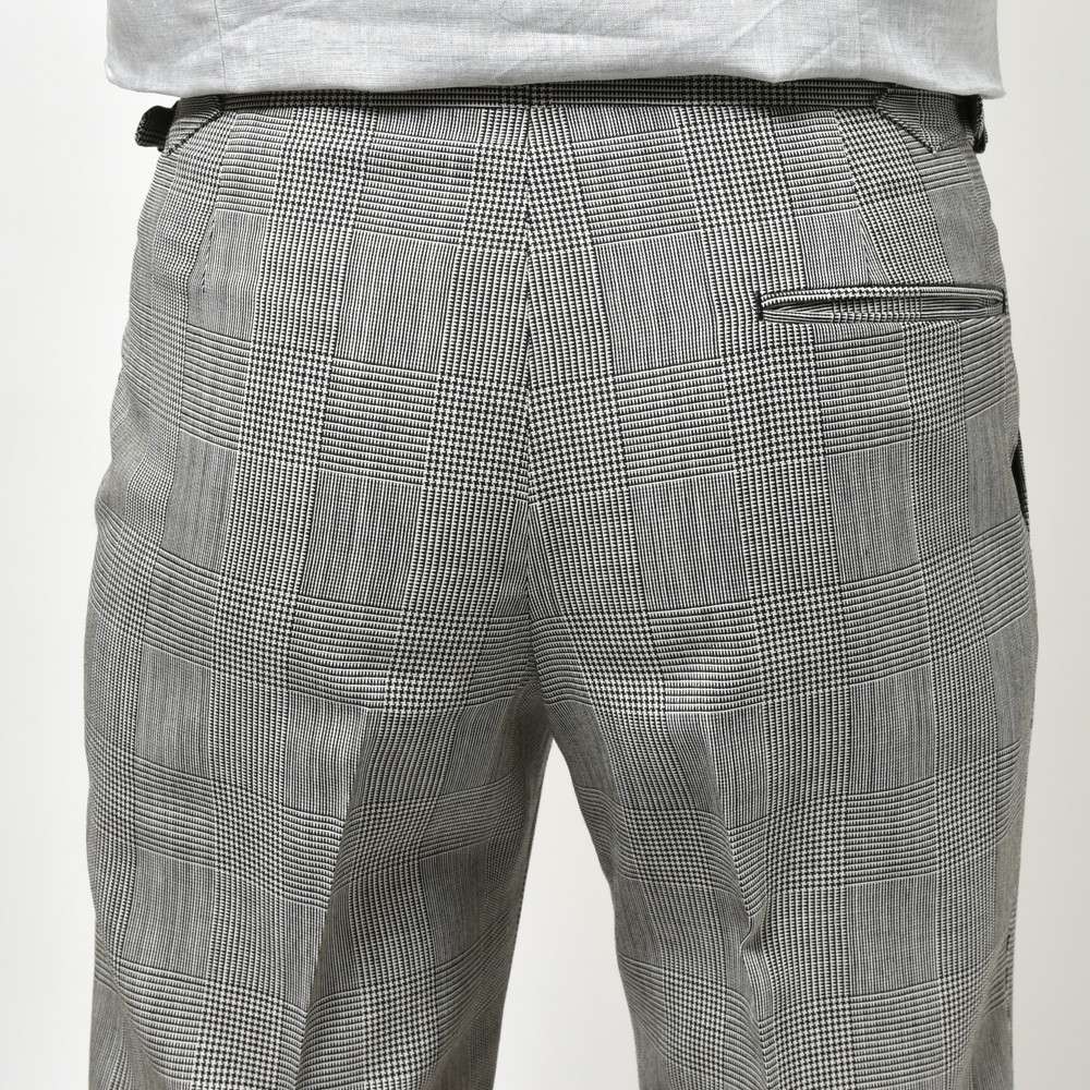 IGARASHI TROUSERS(五十嵐トラウザーズ) ハイツイストウールグレンチェック2プリーツサイドアジャスターテーパードパンツ IGT/2OUTP/M6500