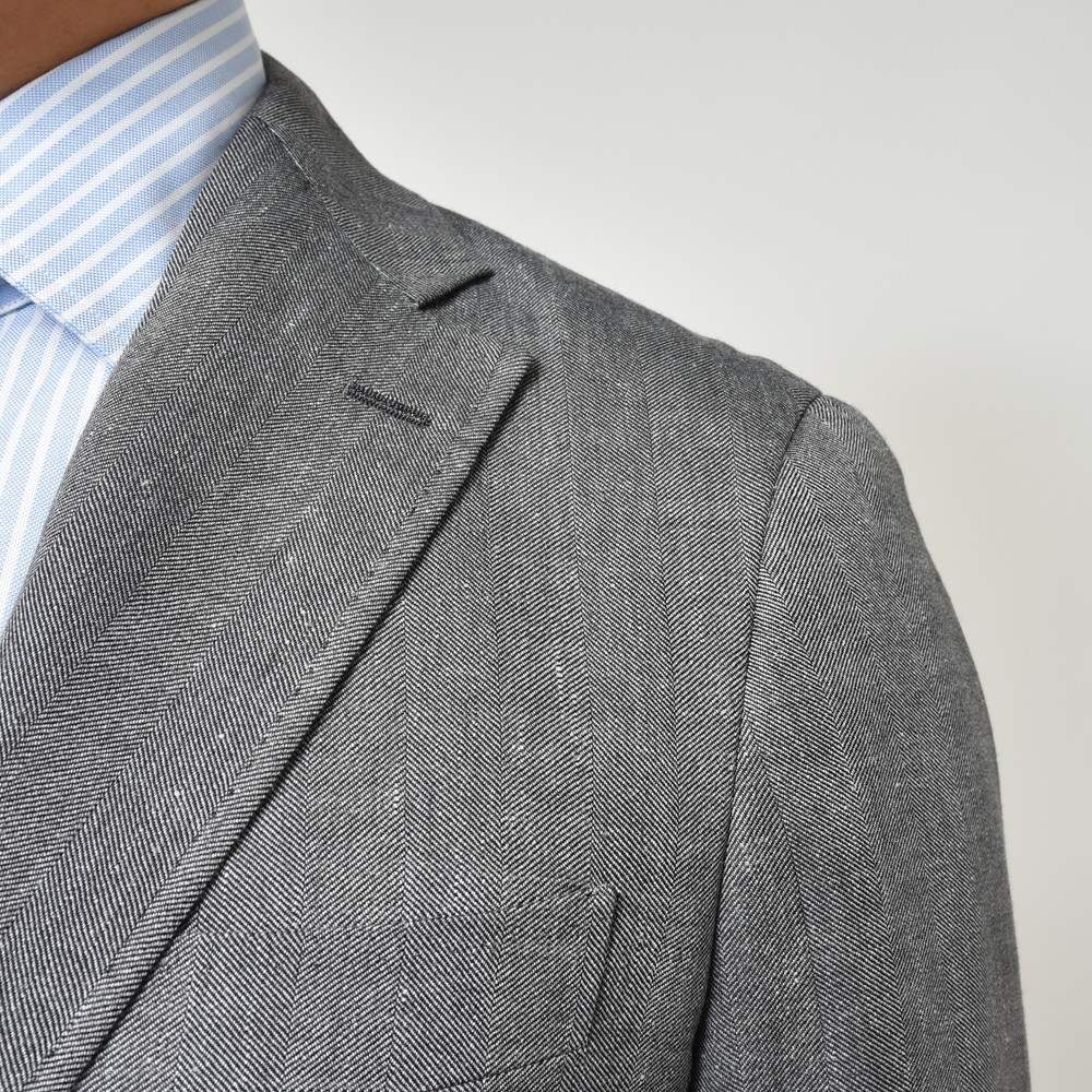 guji(グジ) リネンウールヘリンボーン3Bジャケット(VITALE BARBERIS CANONICOファブリック使用)【春/夏】