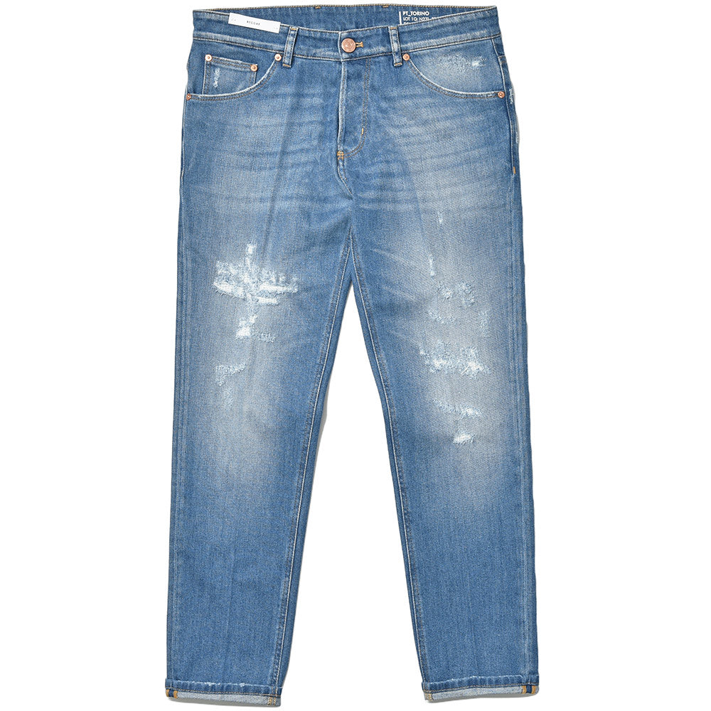 PT TORINO DENIM ピーティートリノデニム コットン ストレッチ ダメージ&リペア デニムパンツ REGGAE/TAPERED FITTX33