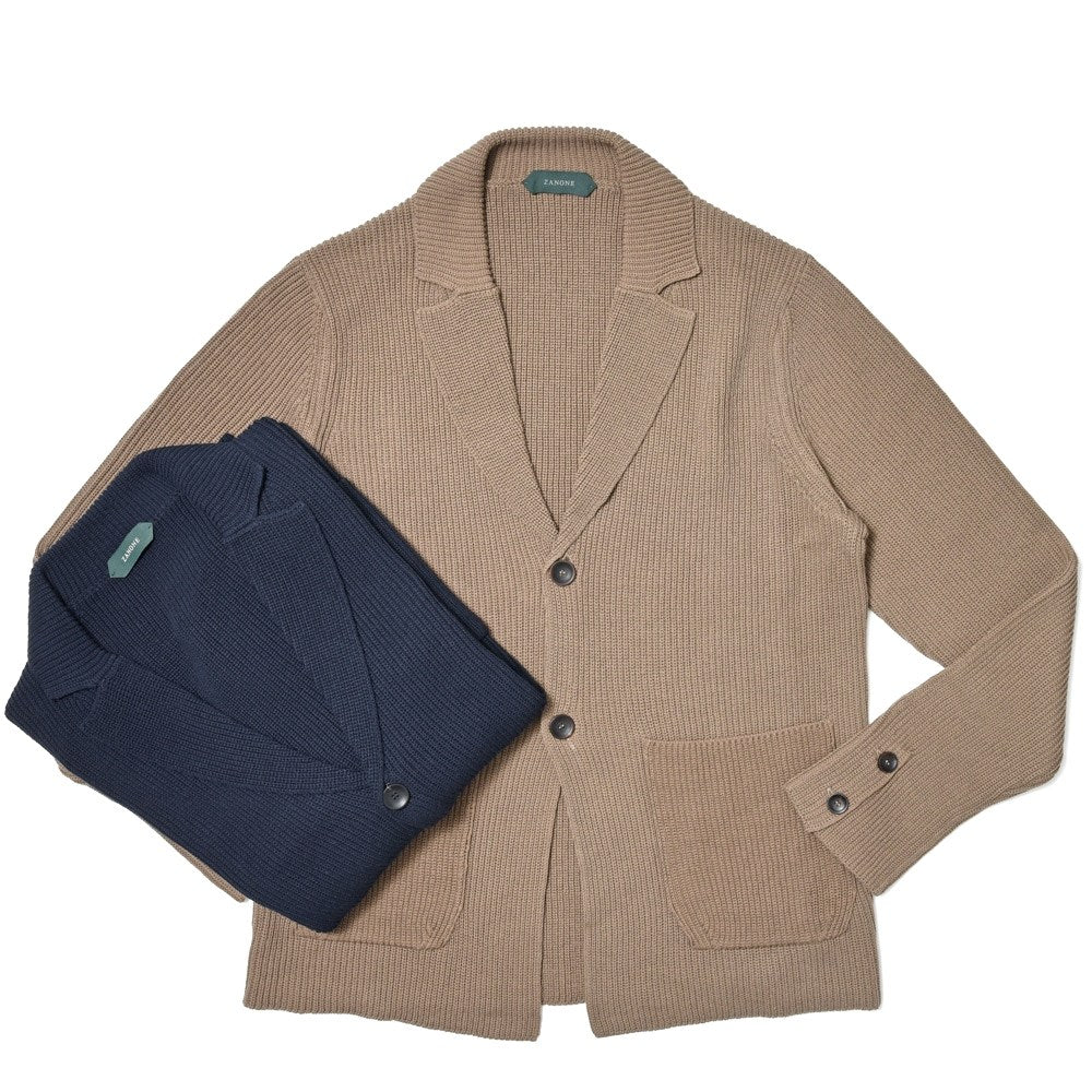 ZANONE(ザノーネ) 7ゲージコットンクレープリブニットラペルドカーディガン GIACCA/SLIM FIT/813054/ZM367 15701