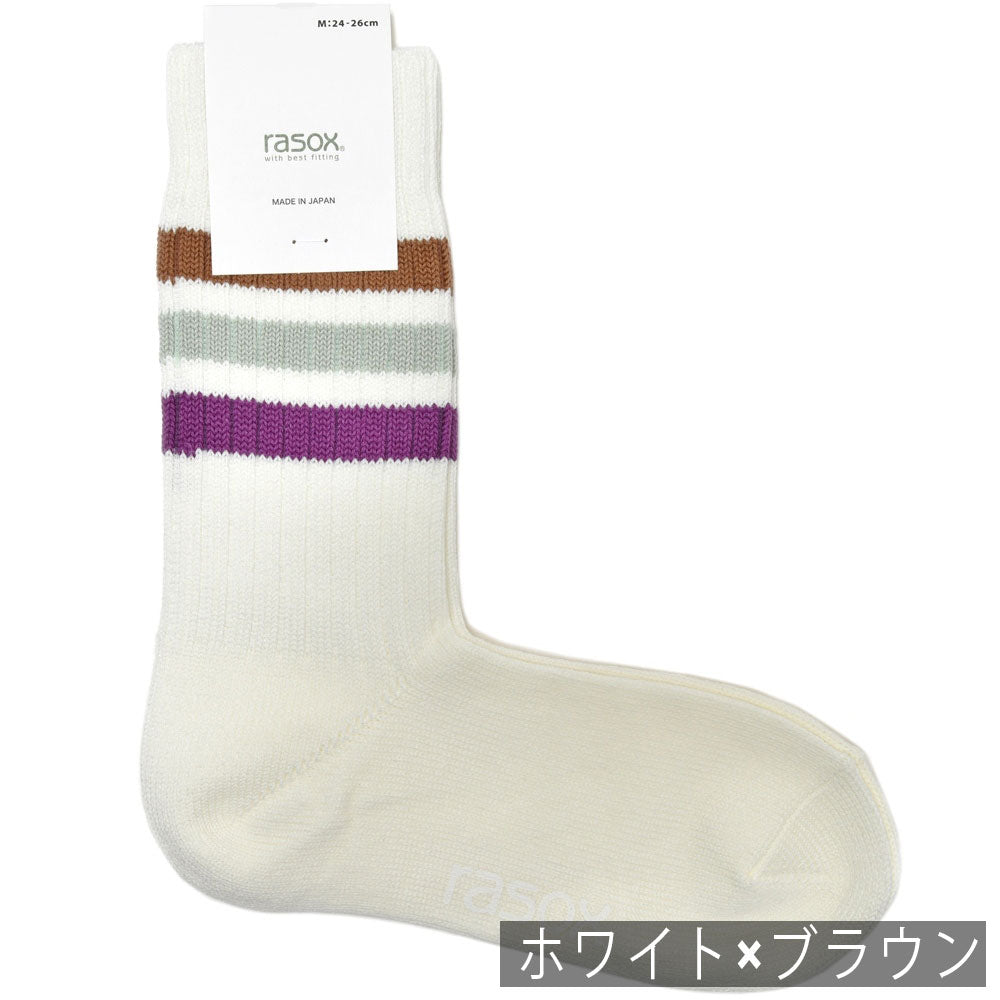 rasox(ラソックス) コットンリブ3ラインショートソックス CA230CR01
