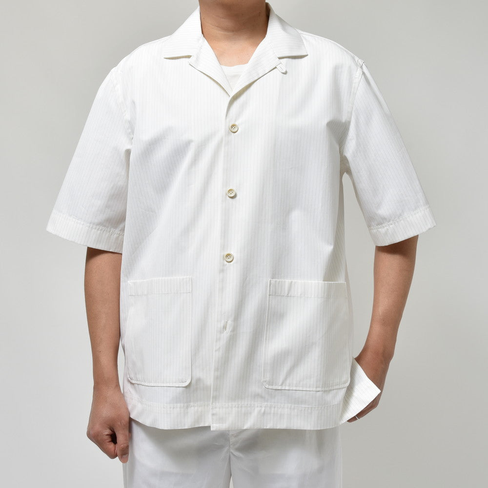 LARDINI(ラルディーニ) ABBAアバ コットンブロードストライプS/Sオープンカラーシャツ 1ABBA843