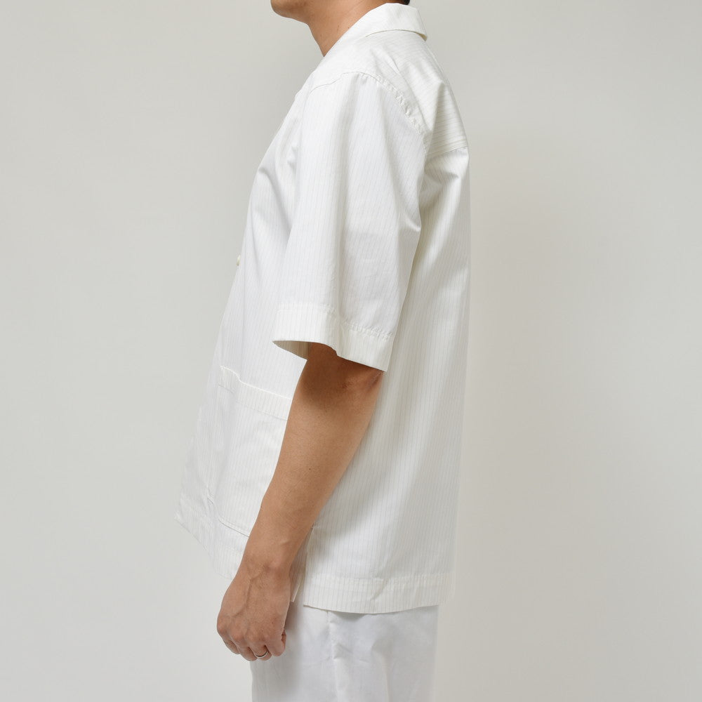 LARDINI(ラルディーニ) ABBAアバ コットンブロードストライプS/Sオープンカラーシャツ 1ABBA843