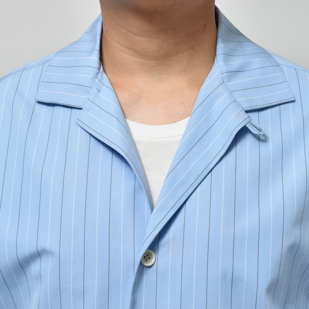 LARDINI(ラルディーニ) ABBAアバ コットンブロードストライプS/Sオープンカラーシャツ 1ABBA843