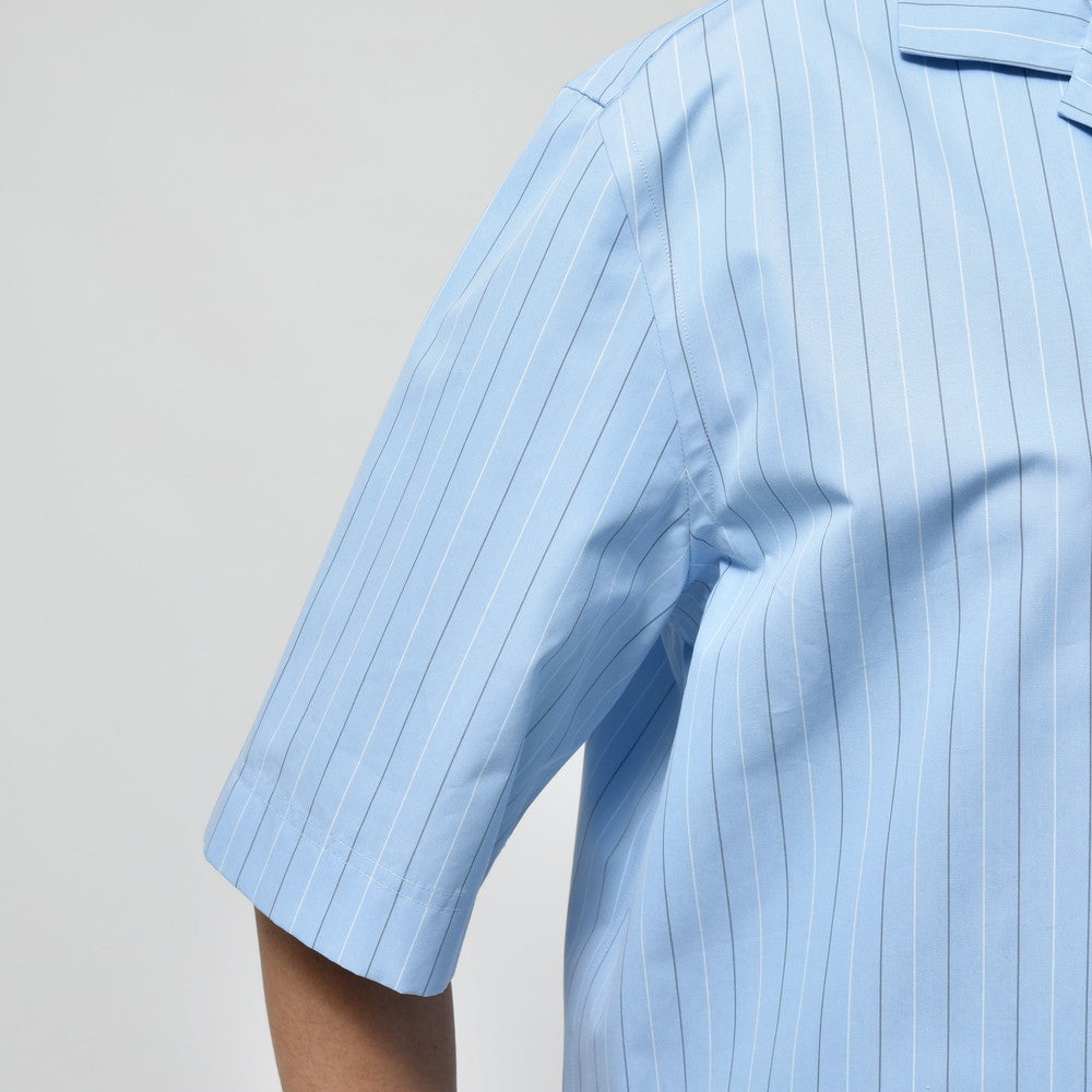 LARDINI(ラルディーニ) ABBAアバ コットンブロードストライプS/Sオープンカラーシャツ 1ABBA843