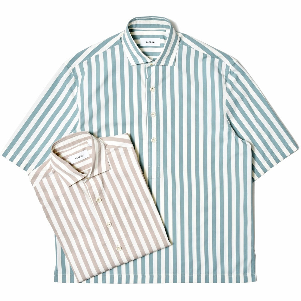 LARDINI(ラルディーニ) OLOPオロ コットンブロードブロックストライプS/Sプルオーバーシャツ 10L0P841