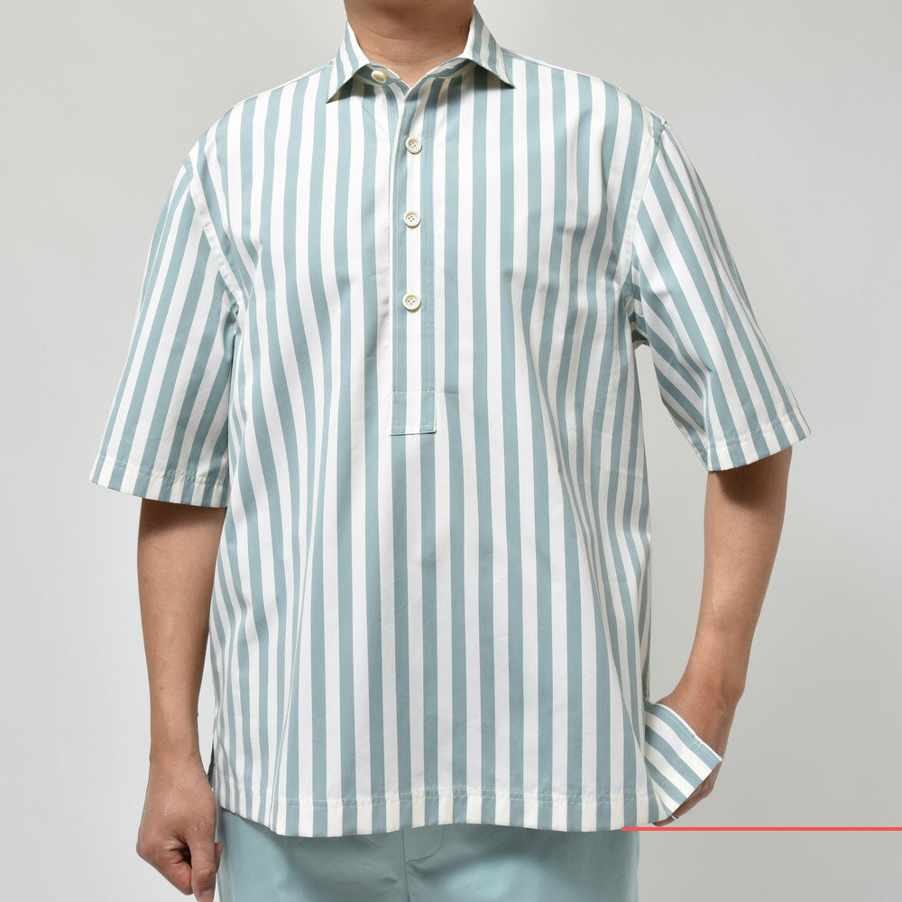 LARDINI(ラルディーニ) OLOPオロ コットンブロードブロックストライプS/Sプルオーバーシャツ 10L0P841