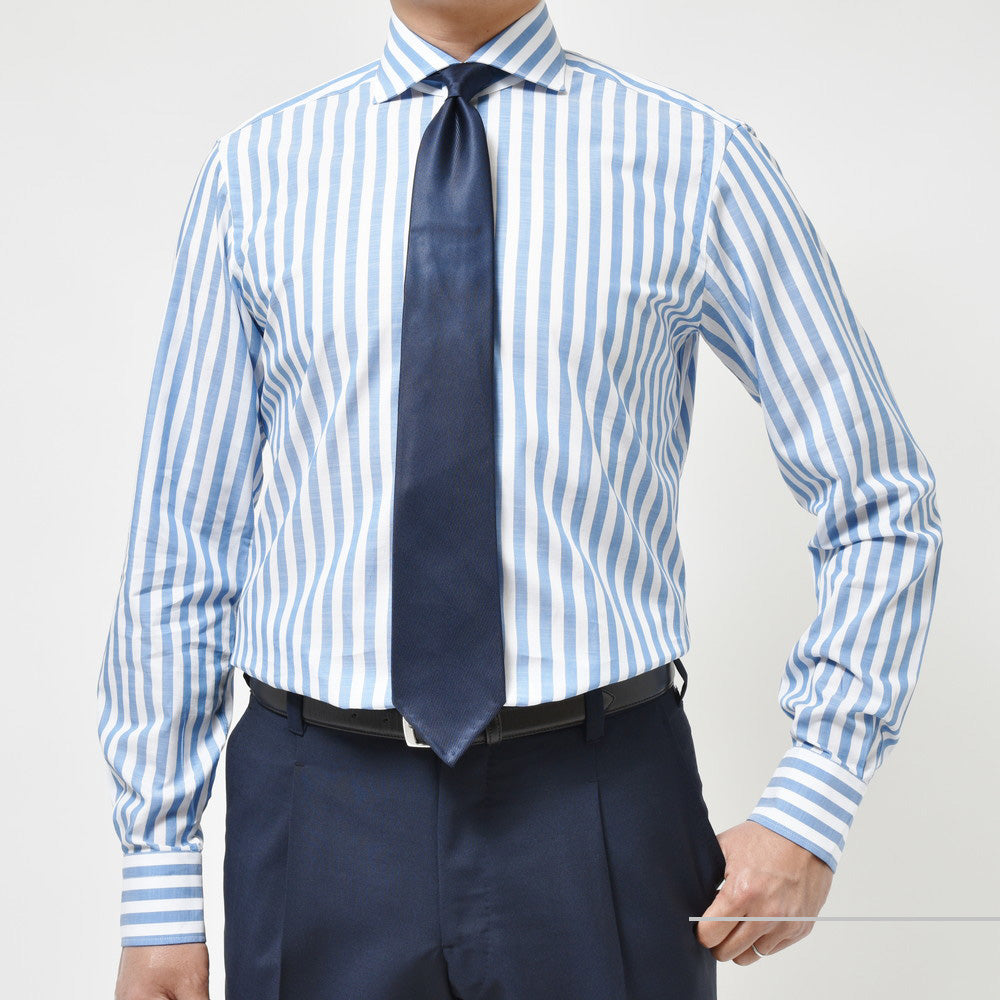 BARBA(バルバ) 406 コットンブロックストライプワイドカラーシャツ 487-11440