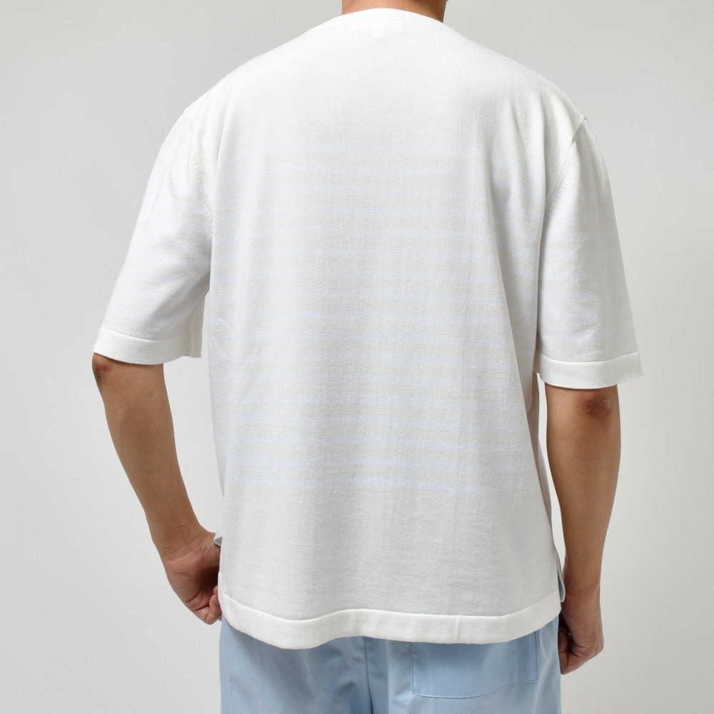 LARDINI(ラルディーニ) ハイゲージコットンボーダーS/Sクルーネックニット 2LTMC65069