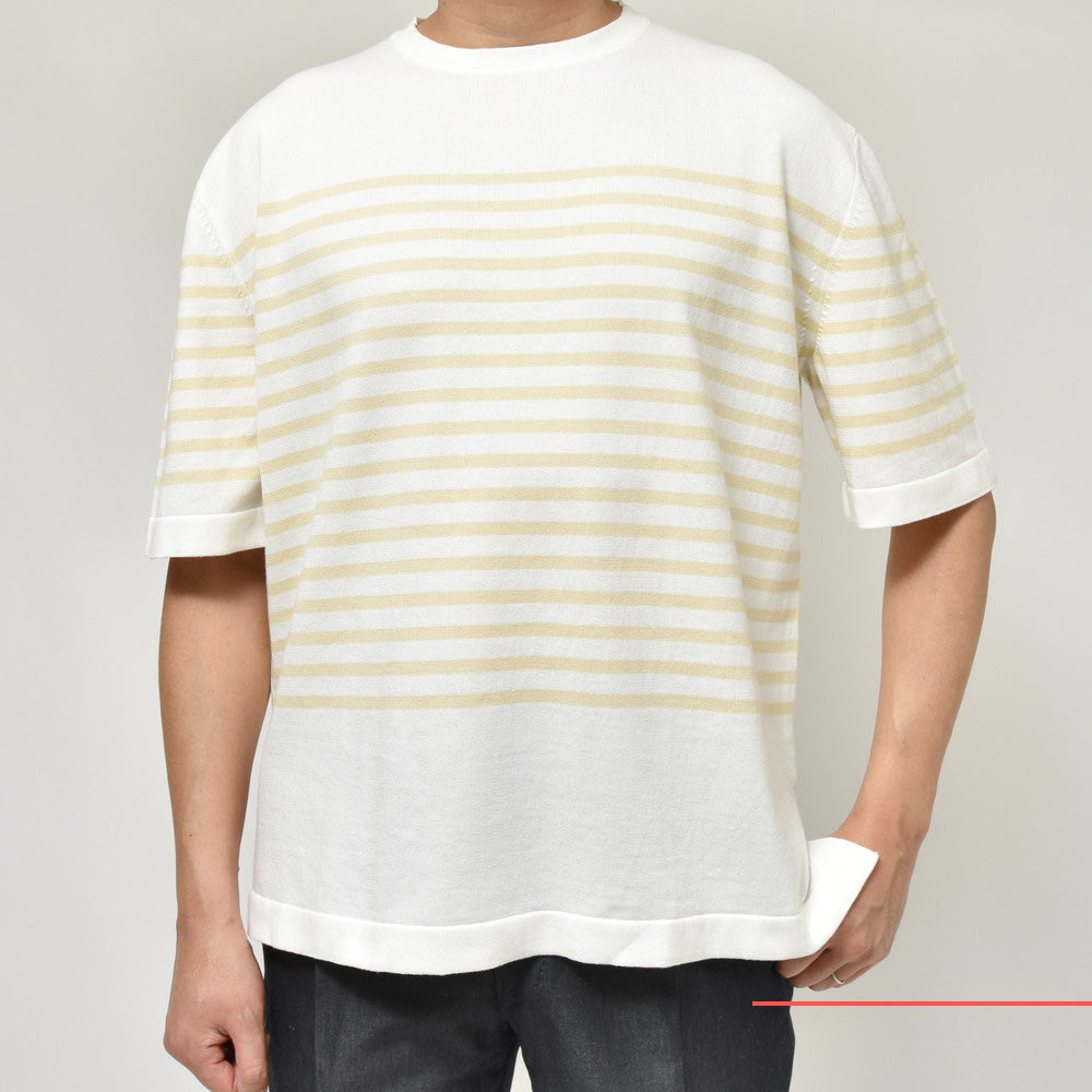 LARDINI(ラルディーニ) ハイゲージコットンボーダーS/Sクルーネックニット 2LTMC65069