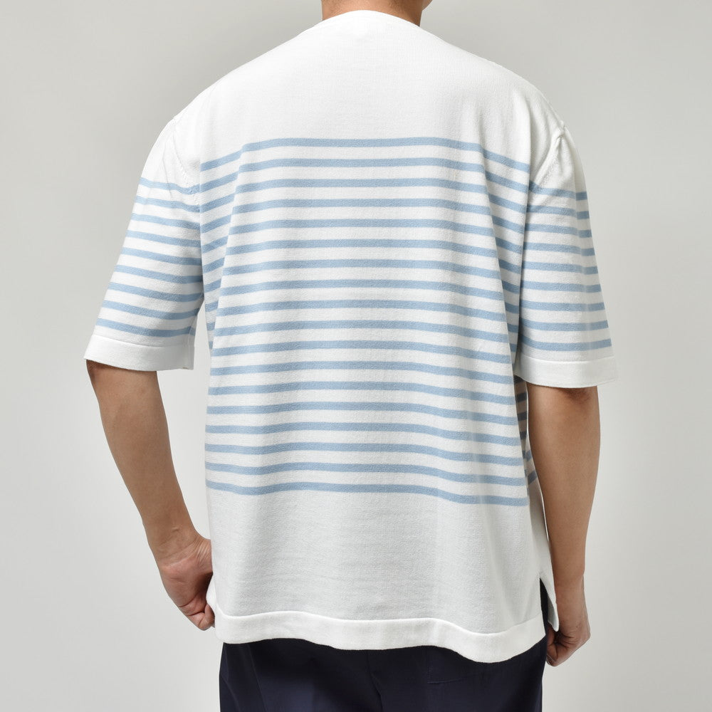 LARDINI(ラルディーニ) ハイゲージコットンボーダーS/Sクルーネックニット 2LTMC65069